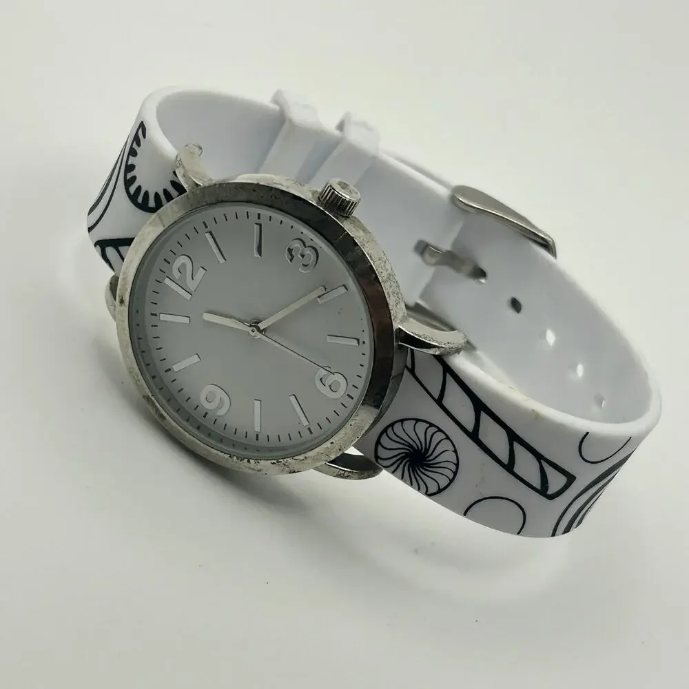 Doodlz Color Your Own 36mm Black & White Silicon Band Working New Battery